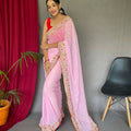  PINK  PURE GEORGATE SAREE