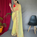 YELLOW PURE GEORGATE SAREE