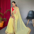 YELLOW PURE GEORGATE SAREE 2