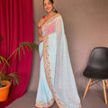 SKY BLUE  PURE GEORGATE SAREE