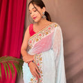 SKY BLUE  PURE GEORGATE SAREE 1