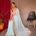 SKY BLUE  PURE GEORGATE SAREE 2