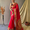  RED beautiful Paithani Soft Silk With minakari zari border saree