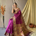 WINE  beautiful Paithani Soft Silk With minakari zari border saree 2
