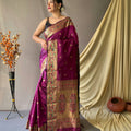 WINE  beautiful Paithani Soft Silk With minakari zari border saree