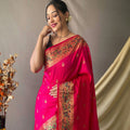 PINK beautiful Paithani Soft Silk With minakari zari border saree 1
