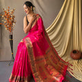 PINK beautiful Paithani Soft Silk With minakari zari border saree 2