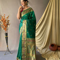 GREEN   beautiful Paithani Soft Silk With minakari zari border saree 