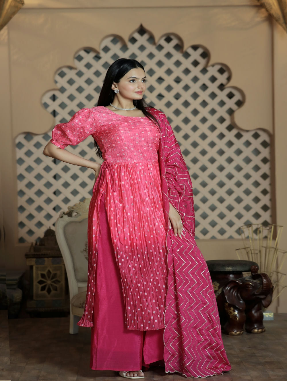 Royal Blossoms: Rani Pink Printed Kurti and Palazzo Set for Kids. – Urban  Codes Clothing