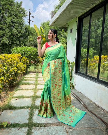 LIGHT GREEN   PURE PAITHANI SILK SAREE