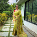 OLIVE  GREEN PURE PAITHANI SILKGREE SAREE  