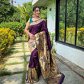 WINE  PURE PAITHANI SILKGREE SAREE  