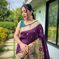 WINE  PURE PAITHANI SILKGREE SAREE   1