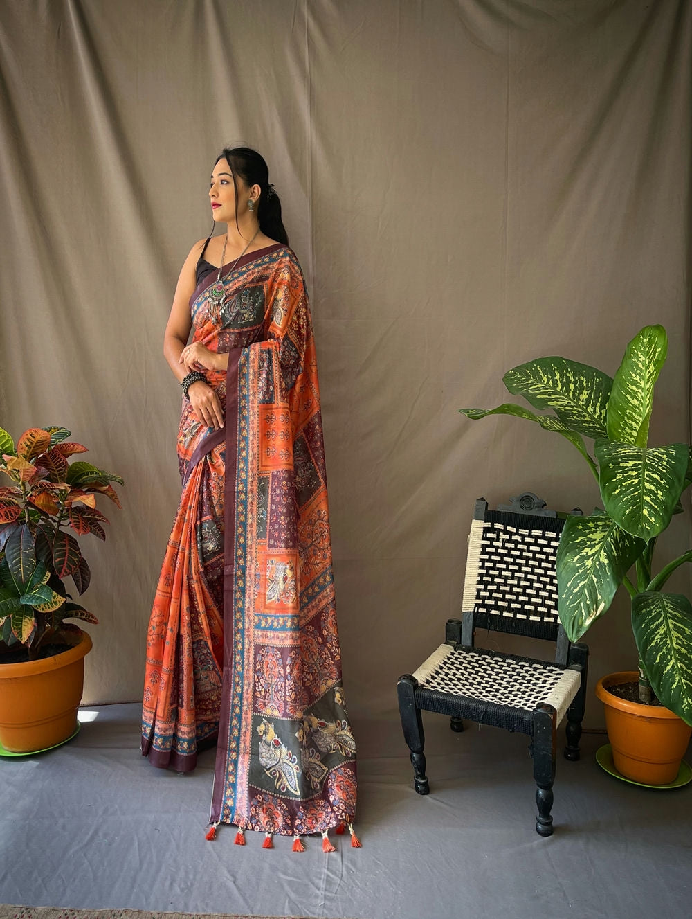 Pure Handloom Kalamkari Printed cotton saree with Unstitched blouse, Indian  saree, Kalamkari saree, kalamkari cotton saree, Pure cotton saree, Handloom  saree