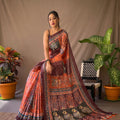 ORANGE SOFT COTTON KALAMKARI PRINTS SAREE  3