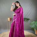 PINK PURE RUHI SILK SAREE WITH ALL OVER JAL WORK