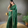 GREEN PURE RUHI SILK SAREE WITH ALL OVER JAL WORK  2