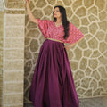 Wine Colour Chinnon Designer Gown 4