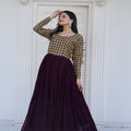 Wine Colour Faux Blooming Gown 3