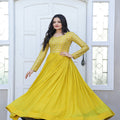 Yellow Colour Faux Blooming Gown 4