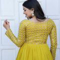 Yellow Colour Faux Blooming Gown 5