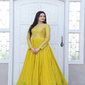 Yellow Colour Faux Blooming Gown 2