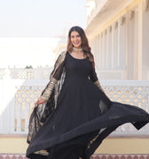 BLACK  Designer Sequins Work Gown - Stunning Fashion Statement