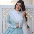 Designer Sky Blue Georgette Dress with Sequins Embroidery 3