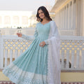 Designer Sky Blue Georgette Dress with Sequins Embroidery 4