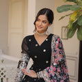 Black Colour Designer Georgette Gown with Tabby Silk Dupatta 4