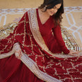 Maroon Colour Embroidery Sequins work Gown 5