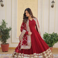 Maroon Colour Embroidery Sequins work Gown 1
