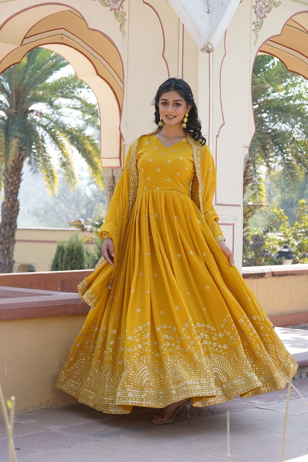 Designer Readymade with Zari & Sequins Embroidery Work Gown