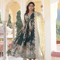 Digital printed Russian silk With Embroidery Zari Sequins-work Gown 1