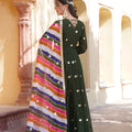 Green Colour Summer Special Zari Thread & Sequins Embroidery Gown 5