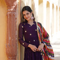 Purple Colour Summer Special Zari Thread & Sequins Embroidery Gown 2