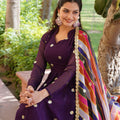 Purple Colour Summer Special Zari Thread & Sequins Embroidery Gown 5