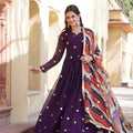 Purple Colour Summer Special Zari Thread & Sequins Embroidery Gown