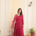 Pink Colour Premier Designer Georgette Embroidery Gown 3