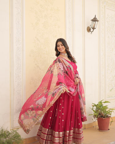 Pink Colour Premier Designer Georgette Embroidery Gown 2