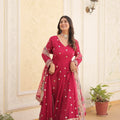 Pink Colour Premier Designer Georgette Embroidery Gown 5