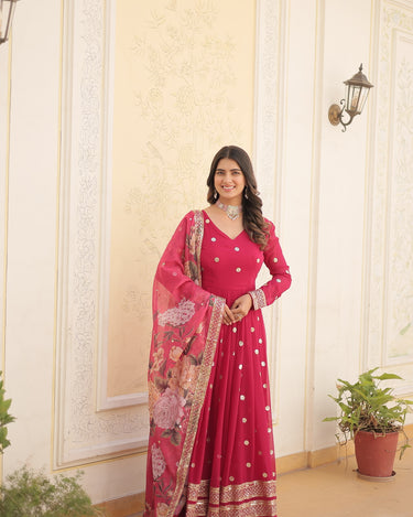 Pink Colour Premier Designer Georgette Embroidery Gown 1
