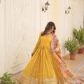 Yellow Colour Premier Designer Georgette Embroidery Gown 6
