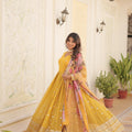Yellow Colour Premier Designer Georgette Embroidery Gown