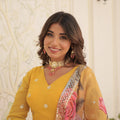Yellow Colour Premier Designer Georgette Embroidery Gown 2