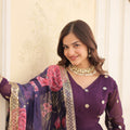 Purple Colour Premier Designer Georgette Embroidery Gown 6