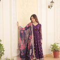 Purple Colour Premier Designer Georgette Embroidery Gown 5