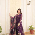 Purple Colour Premier Designer Georgette Embroidery Gown 2