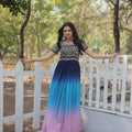 Multi Colour Designer Sequins Embroidery Gown 7