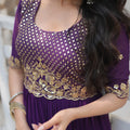 Purple Colour Designer Gown Embroidery Zari Sequins-work Dress 5